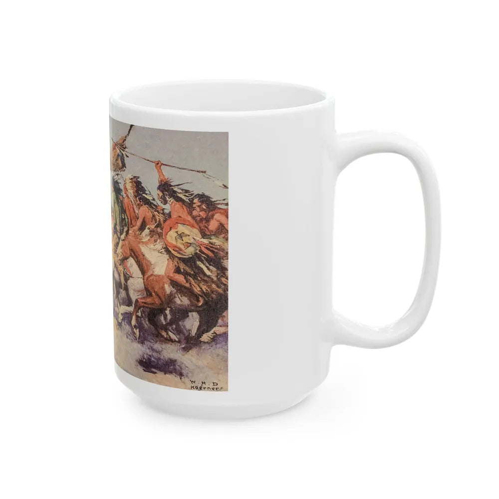 Arapaho Attack, The Saturday Evening Post, March 14, 1931 - White Coffee Mug-Go Mug Yourself