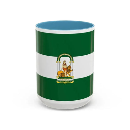 Arbonaida the Flag of Andalusia Spain - Accent Coffee Mug 15oz Light Blue - Go Mug Yourself