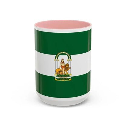 Arbonaida the Flag of Andalusia Spain - Accent Coffee Mug 15oz Pink - Go Mug Yourself