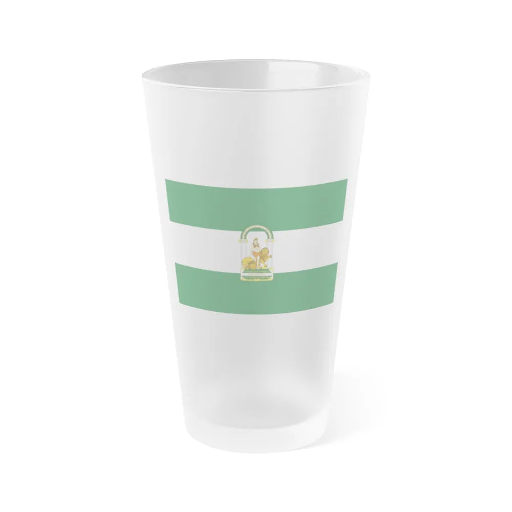 Arbonaida the Flag of Andalusia Spain - Frosted Pint Glass 16oz-16oz-Frosted-Go Mug Yourself