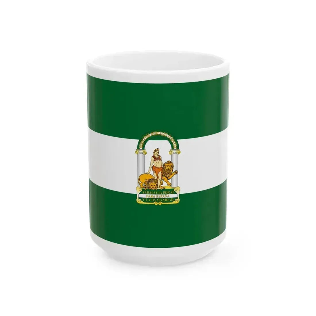 Arbonaida the Flag of Andalusia Spain - White Coffee Mug 15oz - Go Mug Yourself