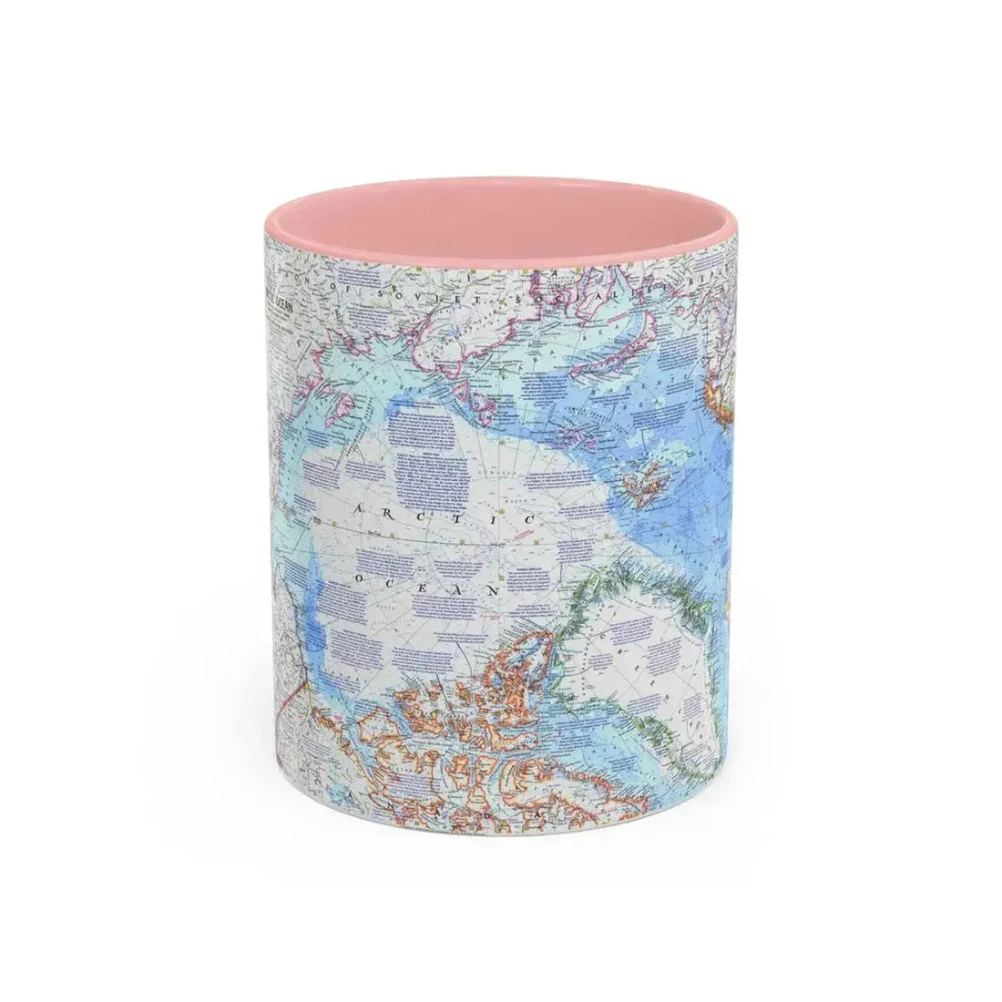 Arctic Ocean (1971) (Map) Accent Coffee Mug 11oz Pink - Go Mug Yourself