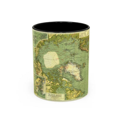 Arctic Regions (1925) (Map) Accent Coffee Mug-11oz-Black-Go Mug Yourself