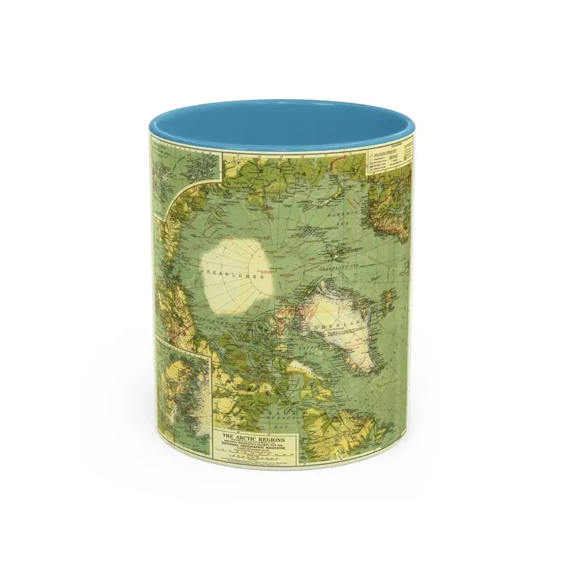 Arctic Regions (1925) (Map) Accent Coffee Mug 11oz Light Blue - Go Mug Yourself
