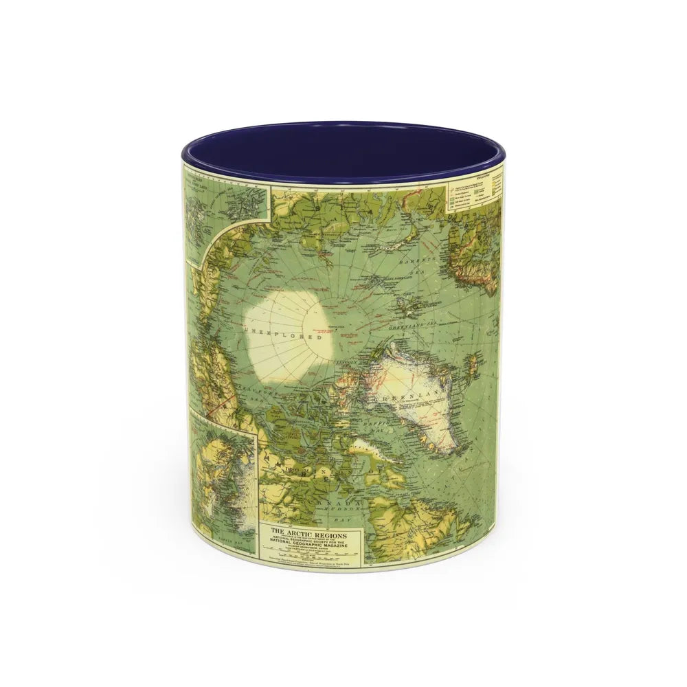 Arctic Regions (1925) (Map) Accent Coffee Mug-11oz-Navy-Go Mug Yourself