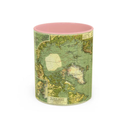 Arctic Regions (1925) (Map) Accent Coffee Mug-11oz-Pink-Go Mug Yourself