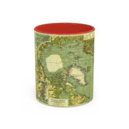 Arctic Regions (1925) (Map) Accent Coffee Mug-11oz-Red-Go Mug Yourself