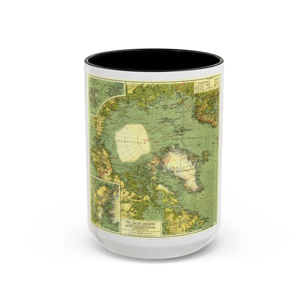 Arctic Regions (1925) (Map) Accent Coffee Mug-15oz-Black-Go Mug Yourself