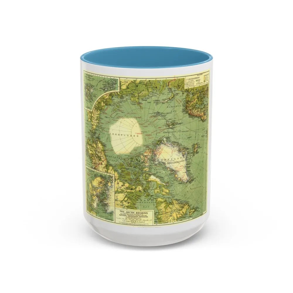 Arctic Regions (1925) (Map) Accent Coffee Mug-15oz-Light Blue-Go Mug Yourself