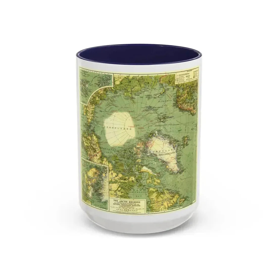 Arctic Regions (1925) (Map) Accent Coffee Mug 15oz Navy - Go Mug Yourself
