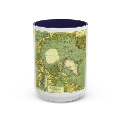 Arctic Regions (1925) (Map) Accent Coffee Mug 15oz Navy - Go Mug Yourself