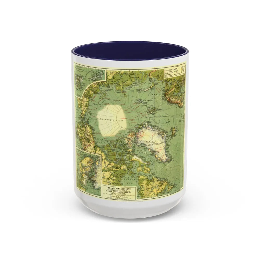 Arctic Regions (1925) (Map) Accent Coffee Mug-15oz-Navy-Go Mug Yourself