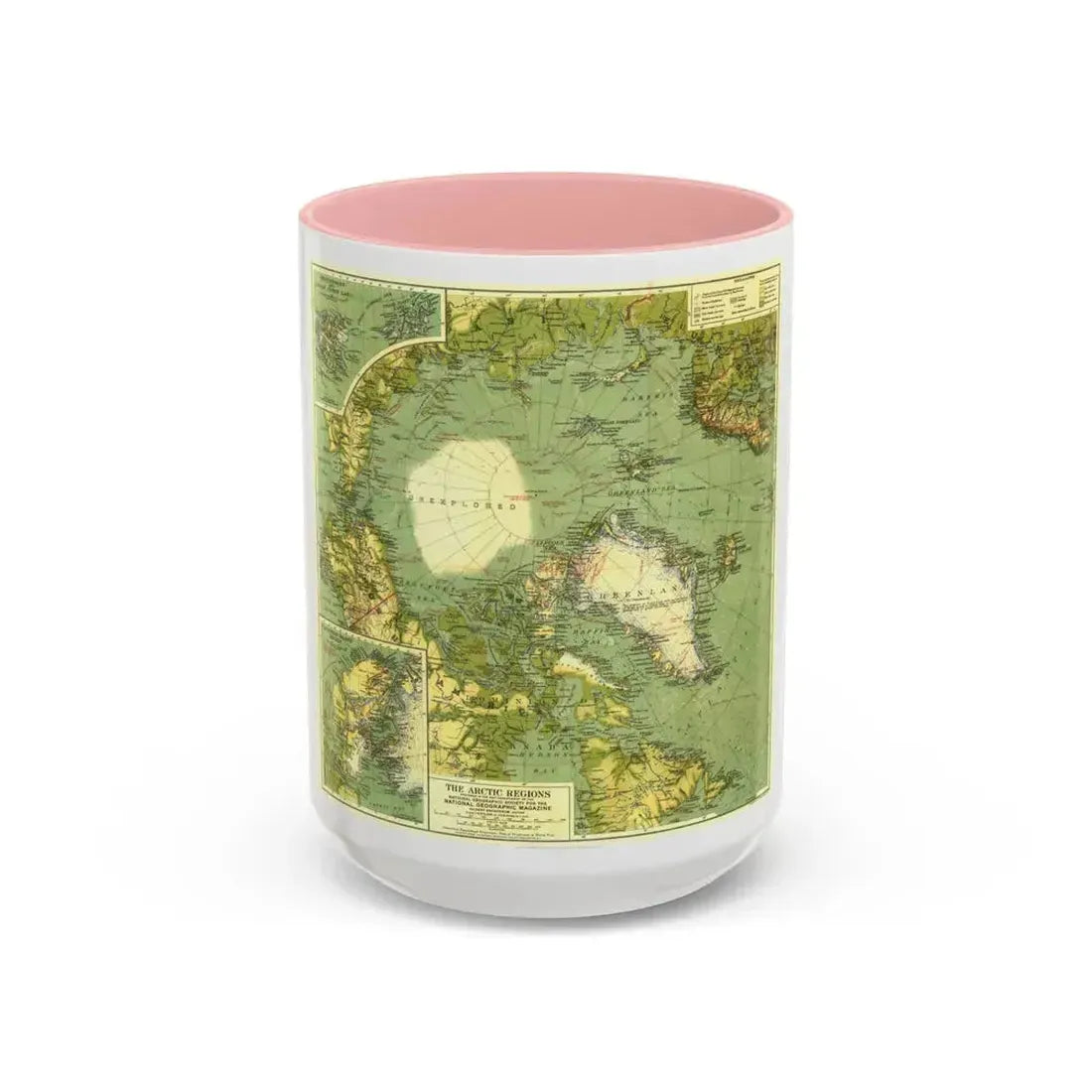 Arctic Regions (1925) (Map) Accent Coffee Mug 15oz Pink - Go Mug Yourself