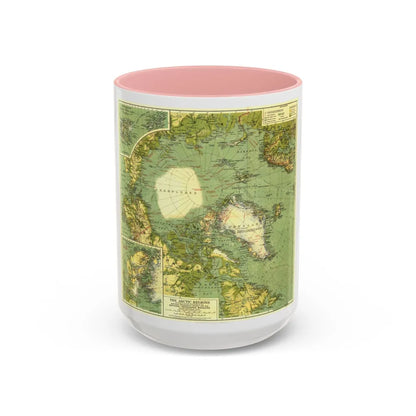 Arctic Regions (1925) (Map) Accent Coffee Mug-15oz-Pink-Go Mug Yourself