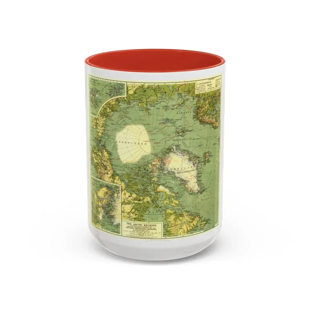 Arctic Regions (1925) (Map) Accent Coffee Mug 15oz Red - Go Mug Yourself