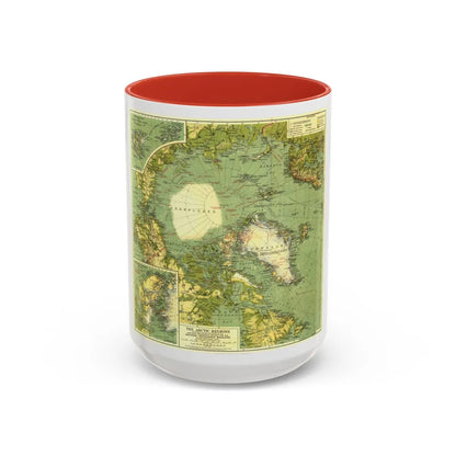 Arctic Regions (1925) (Map) Accent Coffee Mug-15oz-Red-Go Mug Yourself