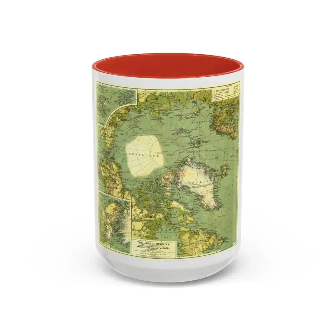 Arctic Regions (1925) (Map) Accent Coffee Mug 15oz Red - Go Mug Yourself