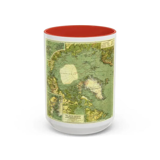 Arctic Regions (1925) (Map) Accent Coffee Mug 15oz Red - Go Mug Yourself