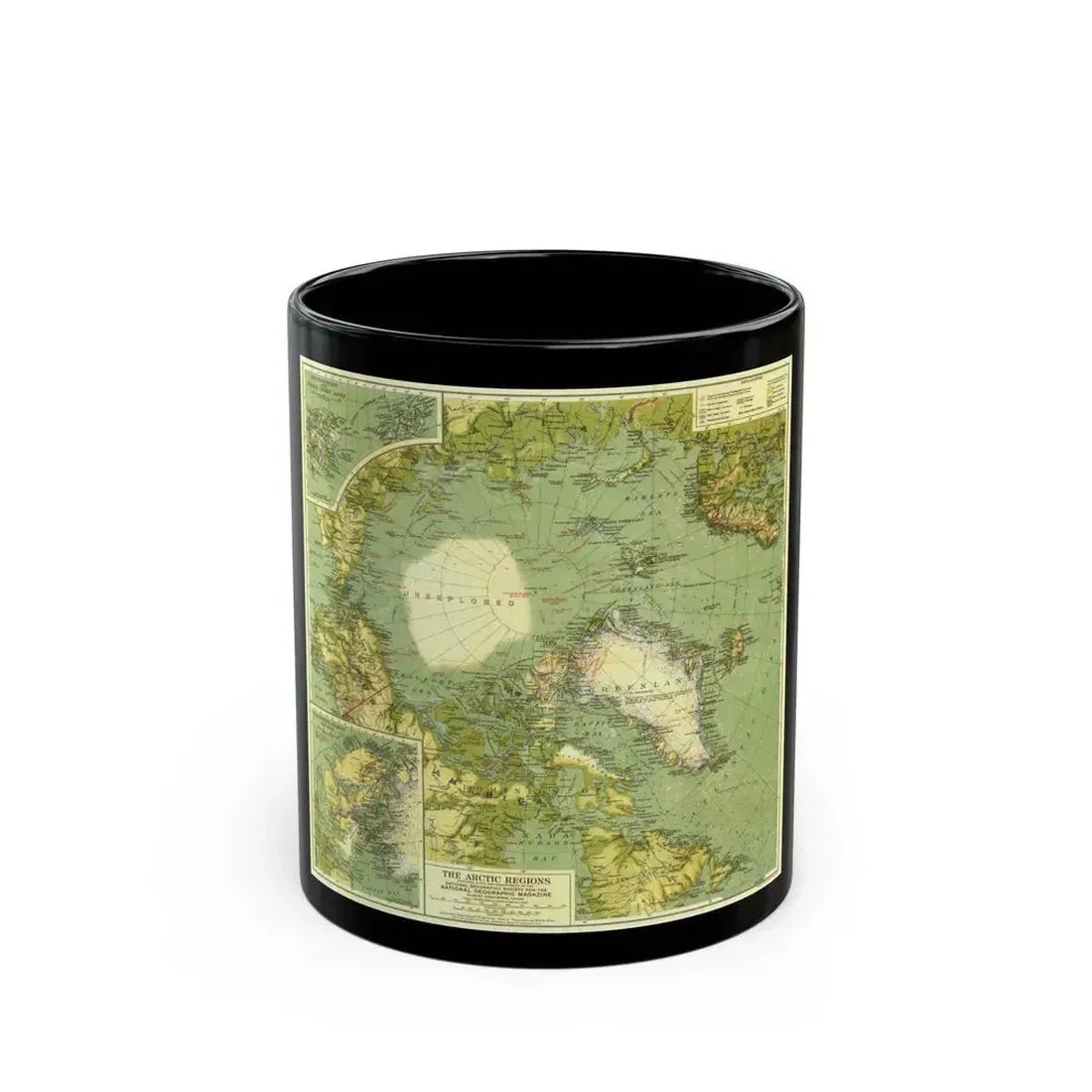 Arctic Regions (1925) (Map) Black Coffee Mug 11oz - Go Mug Yourself