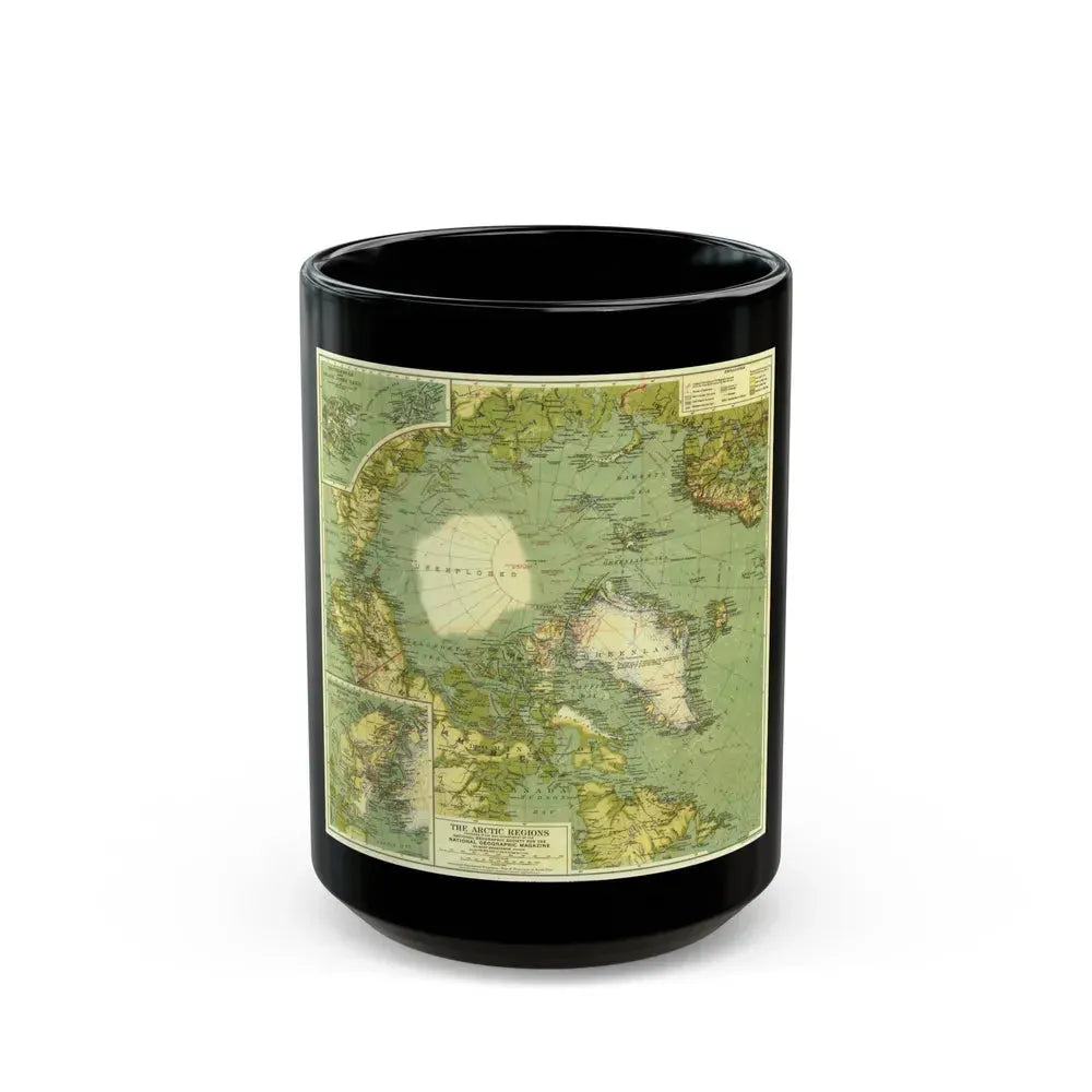 Arctic Regions (1925) (Map) Black Coffee Mug 15oz - Go Mug Yourself