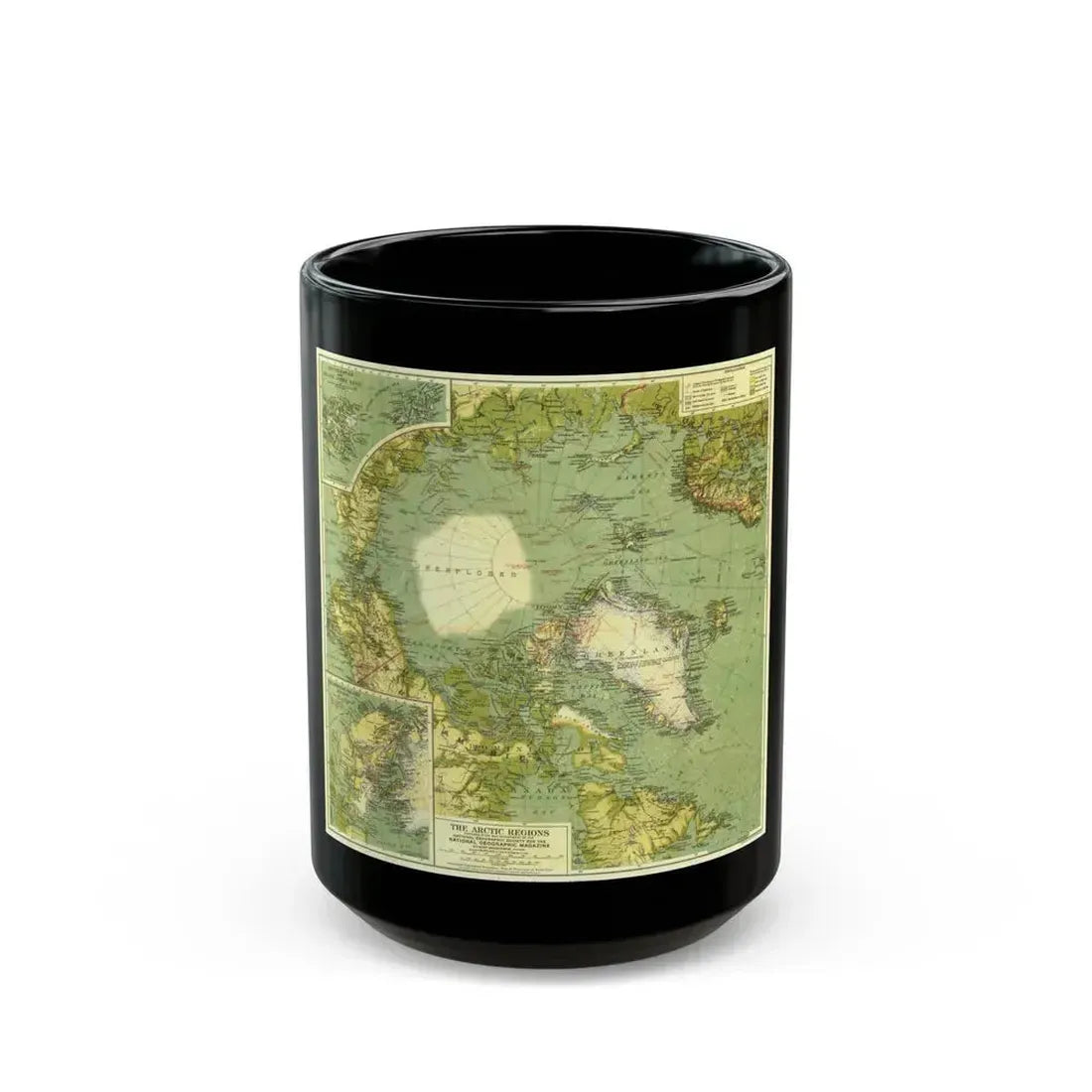 Arctic Regions (1925) (Map) Black Coffee Mug 15oz - Go Mug Yourself
