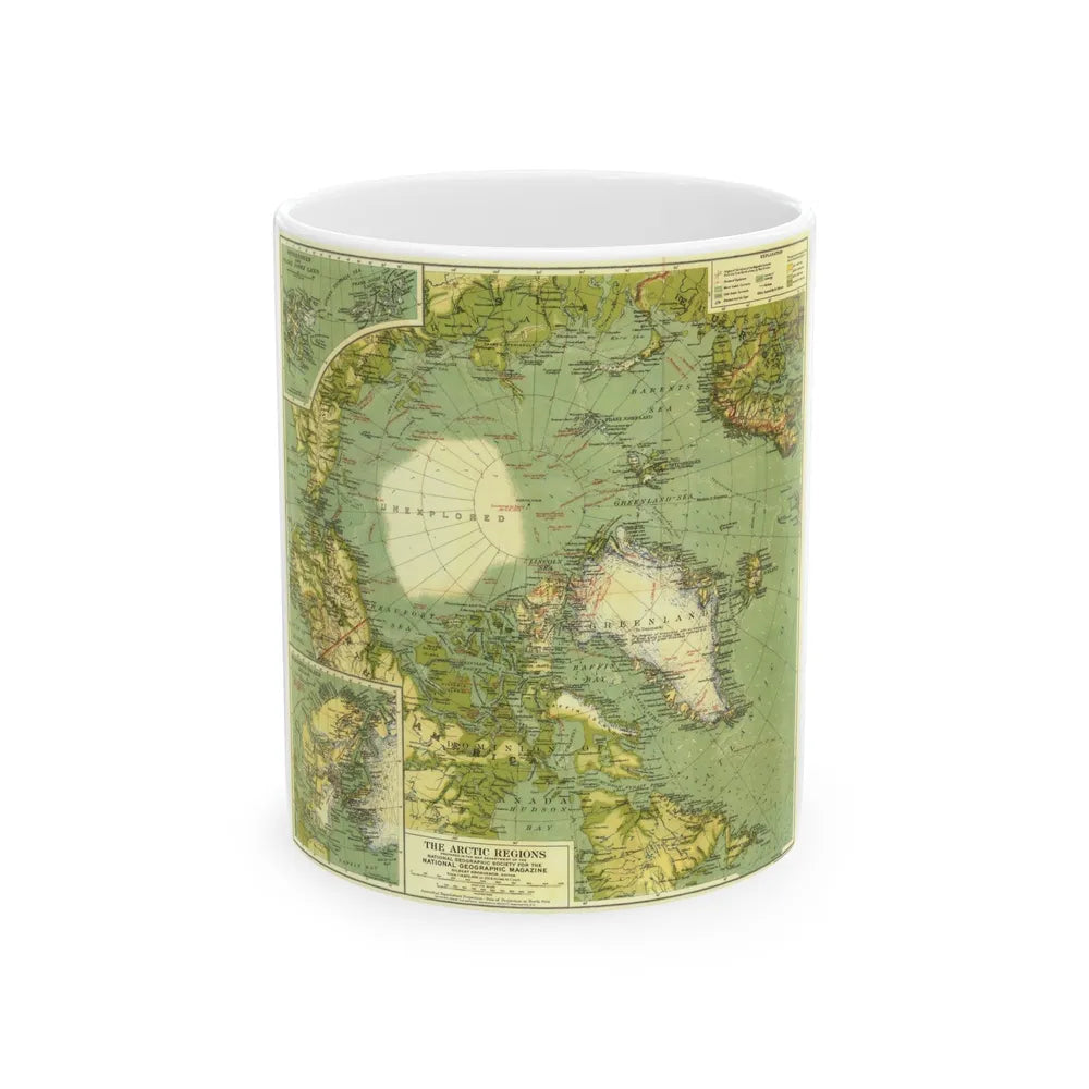 Arctic Regions (1925) (Map) White Coffee Mug-11oz-Go Mug Yourself