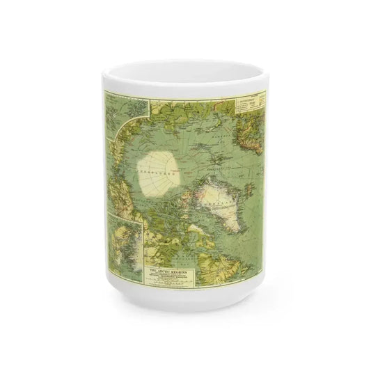 Arctic Regions (1925) (Map) White Coffee Mug 15oz - Go Mug Yourself