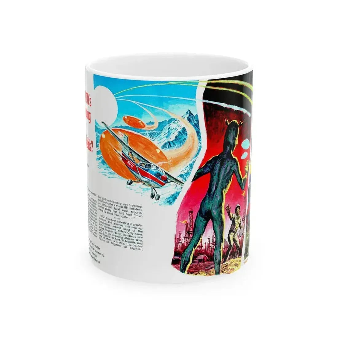 Are UFO's Attacking Our Oil Fields, Stag magazine, May 1975 - White Coffee Mug 11oz - Go Mug Yourself