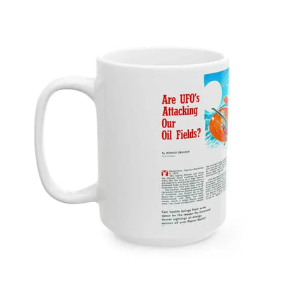 Are UFO's Attacking Our Oil Fields, Stag magazine, May 1975 - White Coffee Mug - Go Mug Yourself