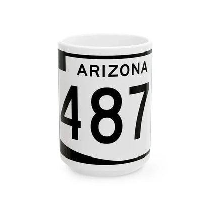 Arizona 487 (Arizona) (Road Sign) White Coffee Mug 15oz - Go Mug Yourself