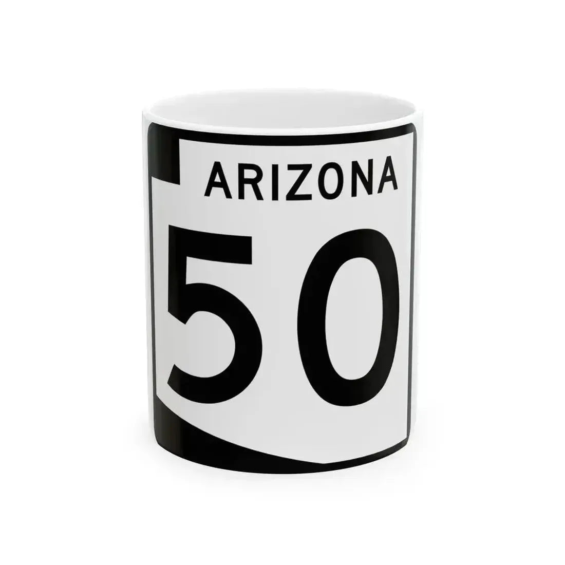 Arizona 50 (Arizona) (Road Sign) White Coffee Mug 11oz - Go Mug Yourself