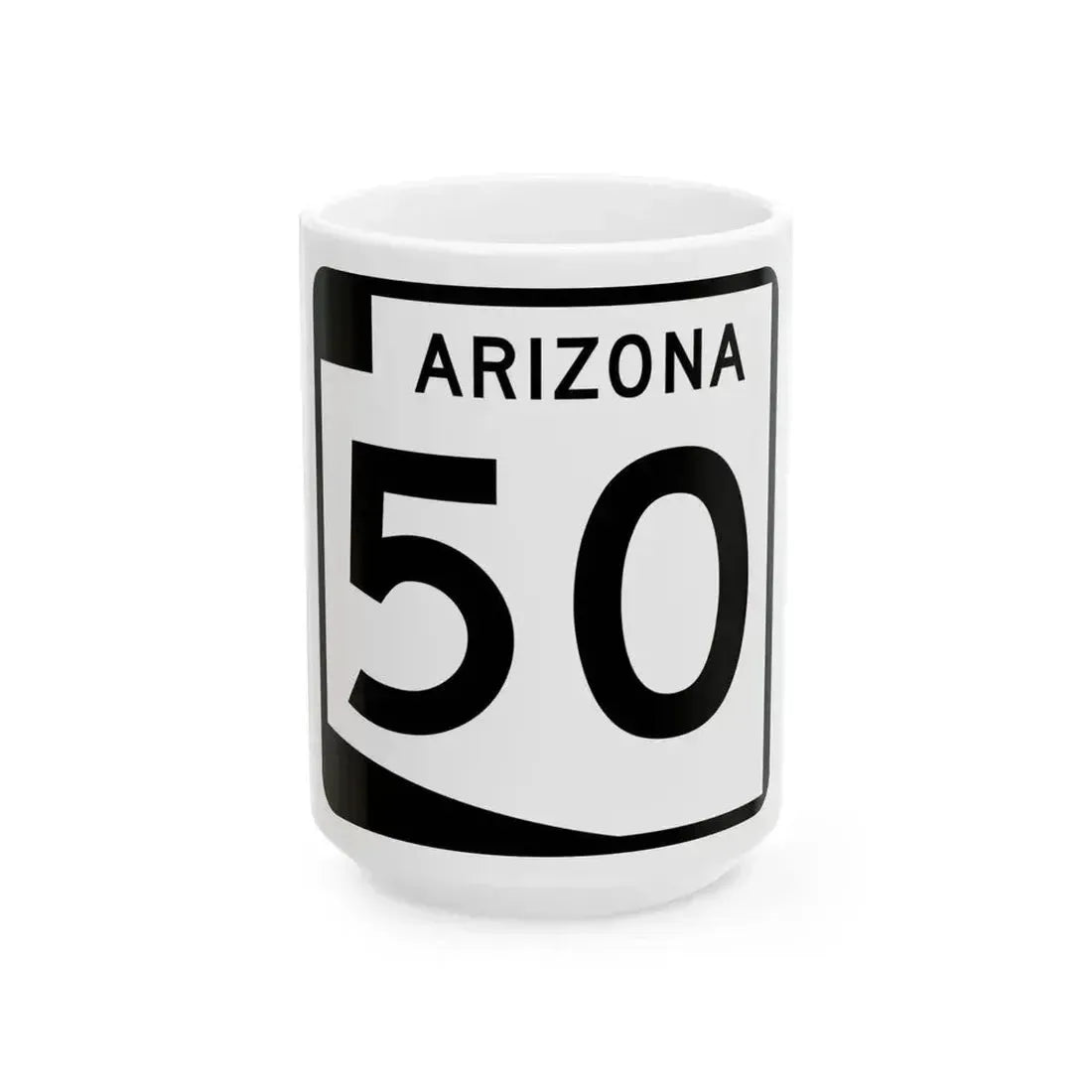 Arizona 50 (Arizona) (Road Sign) White Coffee Mug 15oz - Go Mug Yourself