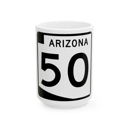 Arizona 50 (Arizona) (Road Sign) White Coffee Mug 15oz - Go Mug Yourself
