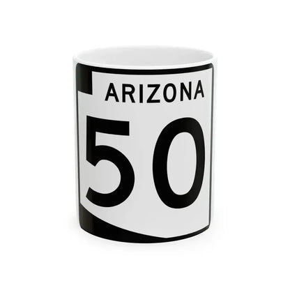 Arizona 50 (Arizona) (Road Sign) White Coffee Mug - Go Mug Yourself