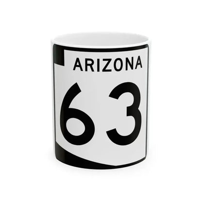 Arizona 63 (Arizona) (Road Sign) White Coffee Mug 11oz - Go Mug Yourself