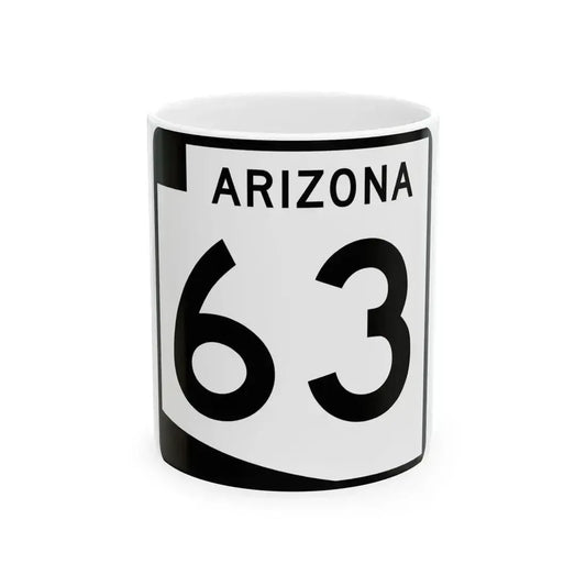 Arizona 63 (Arizona) (Road Sign) White Coffee Mug 11oz - Go Mug Yourself