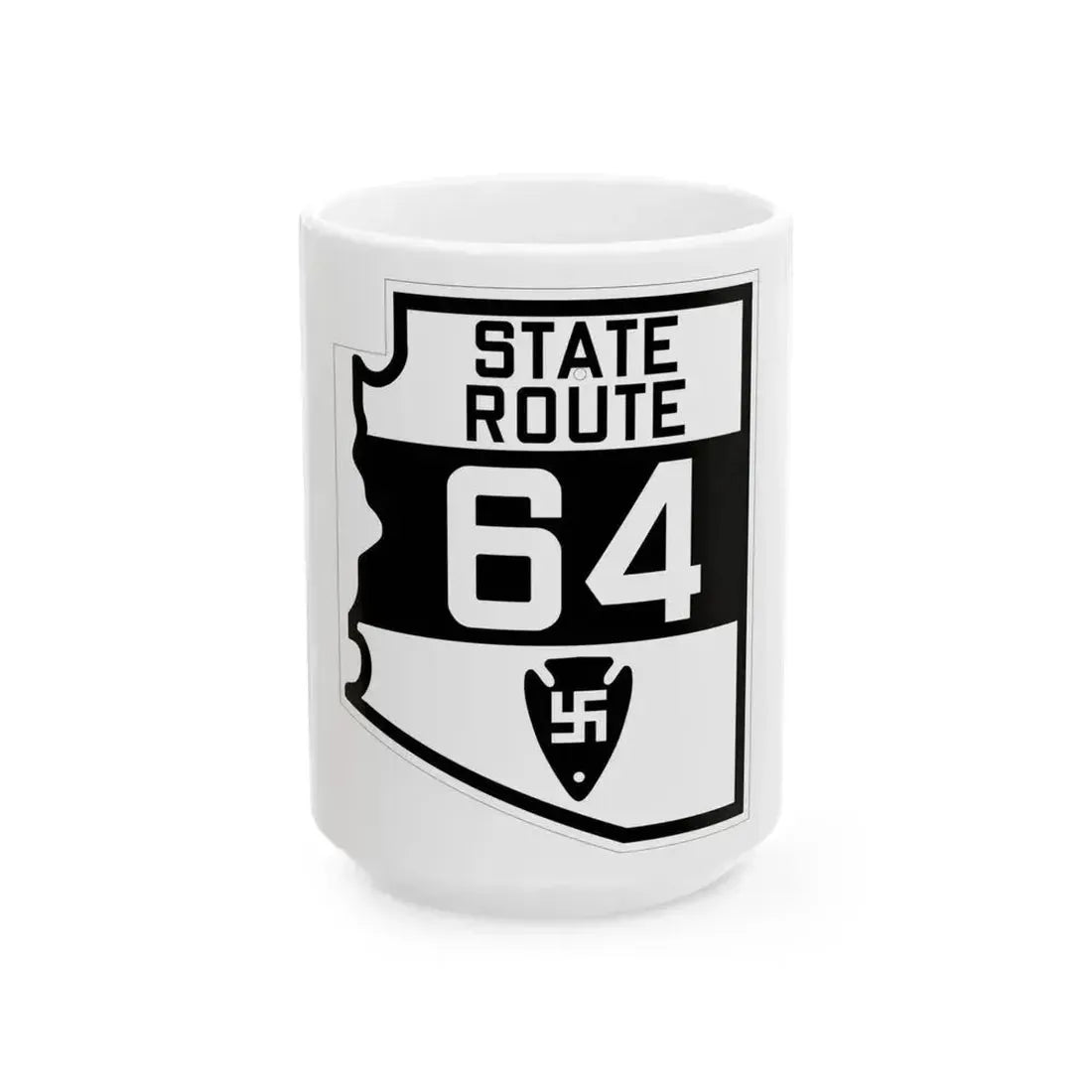Arizona 64 1927 (Arizona) (Road Sign) White Coffee Mug 15oz - Go Mug Yourself