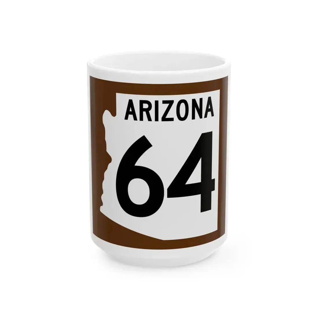 Arizona 64 1960 east (Arizona) (Road Sign) White Coffee Mug 15oz - Go Mug Yourself
