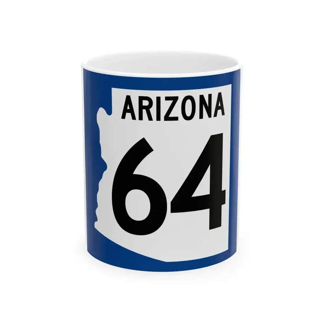Arizona 64 1960 west (Arizona) (Road Sign) White Coffee Mug 11oz - Go Mug Yourself