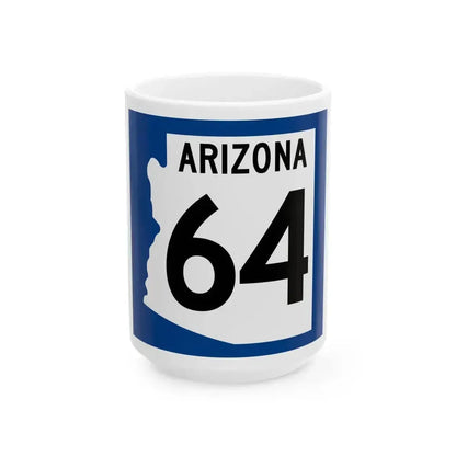 Arizona 64 1960 west (Arizona) (Road Sign) White Coffee Mug 15oz - Go Mug Yourself