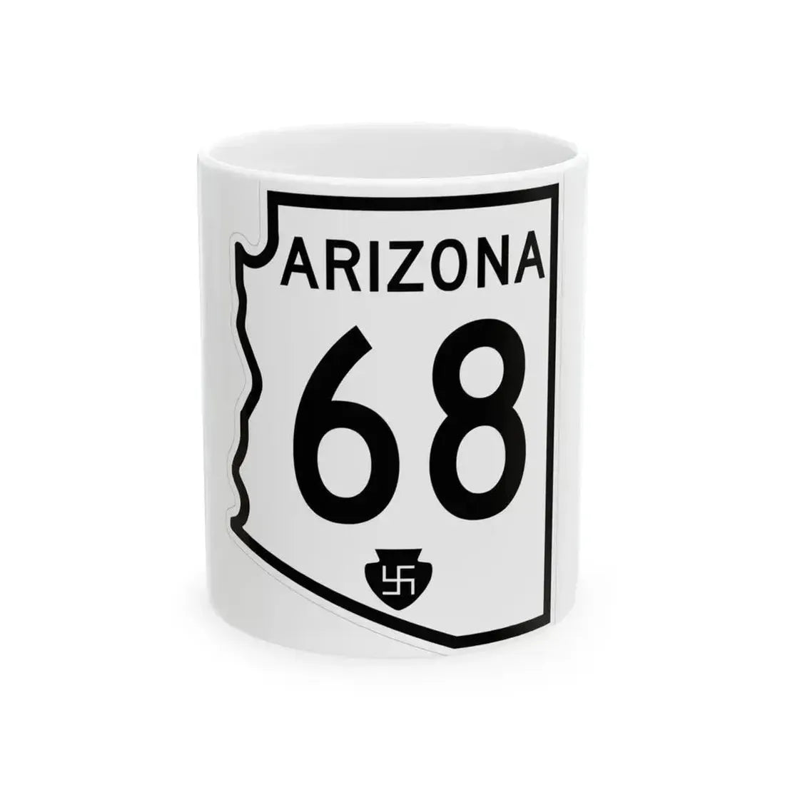 Arizona 68 1956 (Arizona) (Road Sign) White Coffee Mug 11oz - Go Mug Yourself