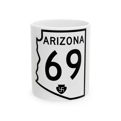 Arizona 69 1956 (Arizona) (Road Sign) White Coffee Mug 11oz - Go Mug Yourself