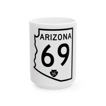 Arizona 69 1956 (Arizona) (Road Sign) White Coffee Mug 15oz - Go Mug Yourself