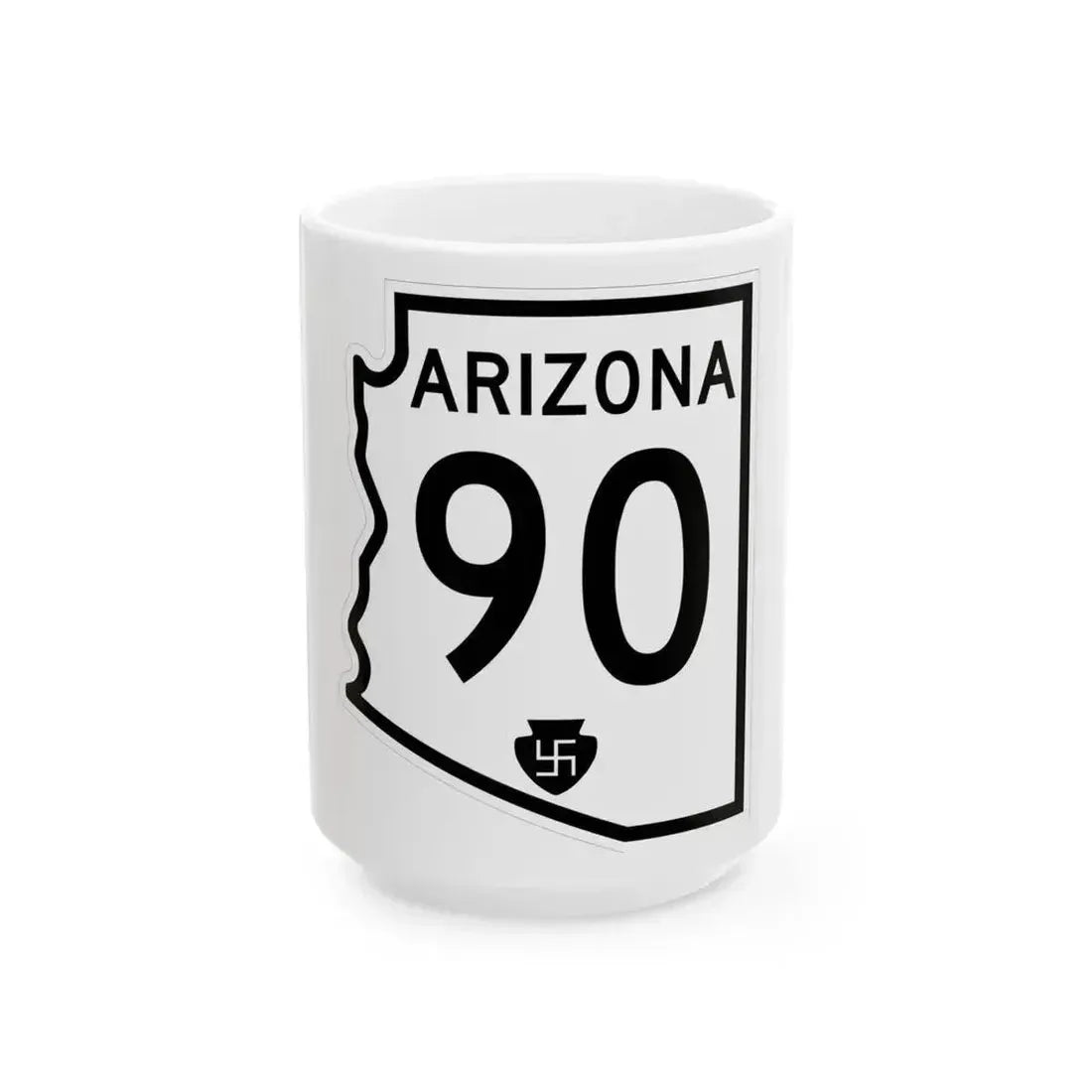 Arizona 90 1956 (Arizona) (Road Sign) White Coffee Mug 15oz - Go Mug Yourself