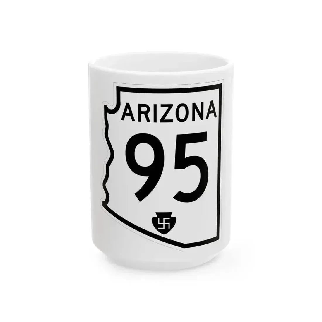 Arizona 95 1956 (Arizona) (Road Sign) White Coffee Mug 15oz - Go Mug Yourself