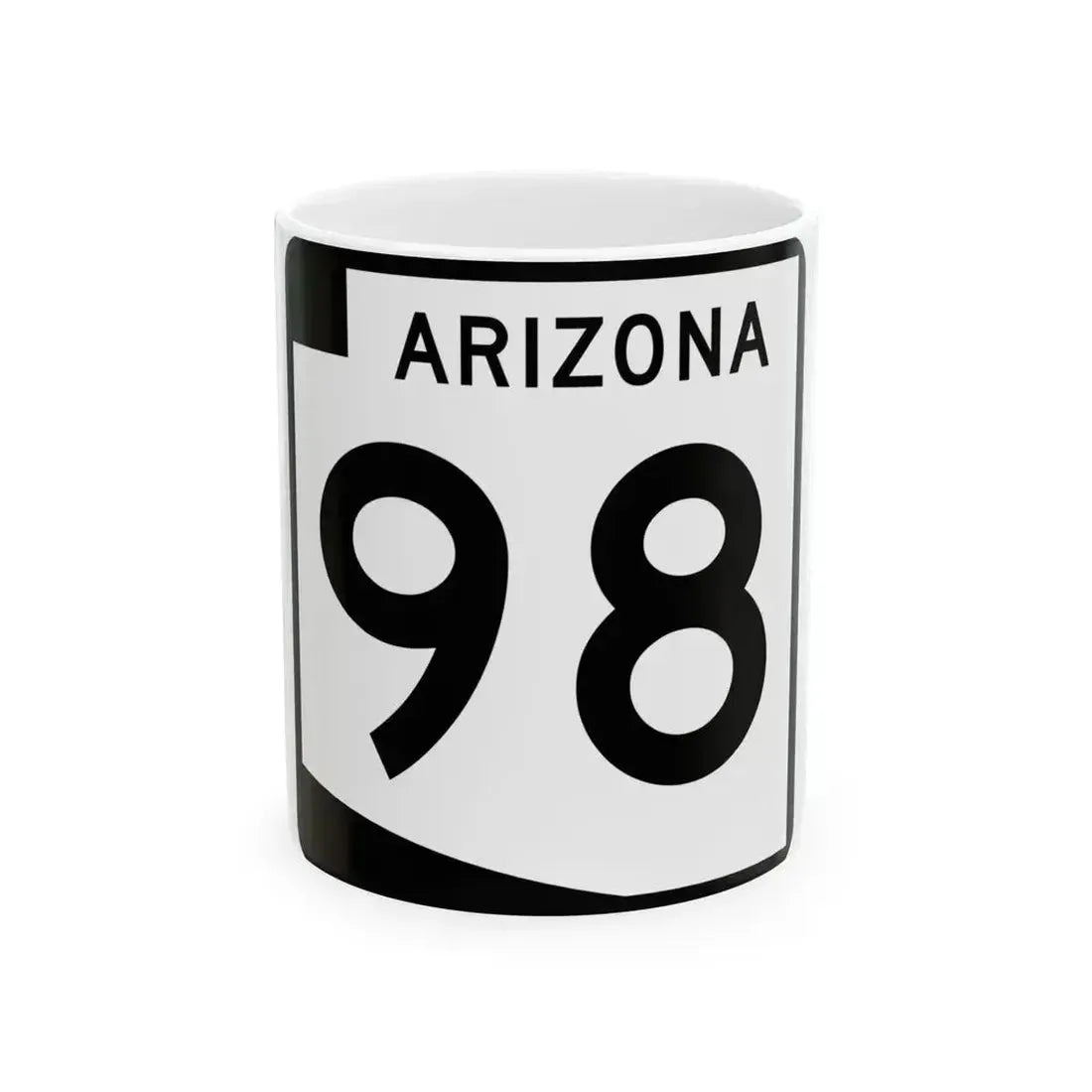Arizona 98 (Arizona) (Road Sign) White Coffee Mug 11oz - Go Mug Yourself