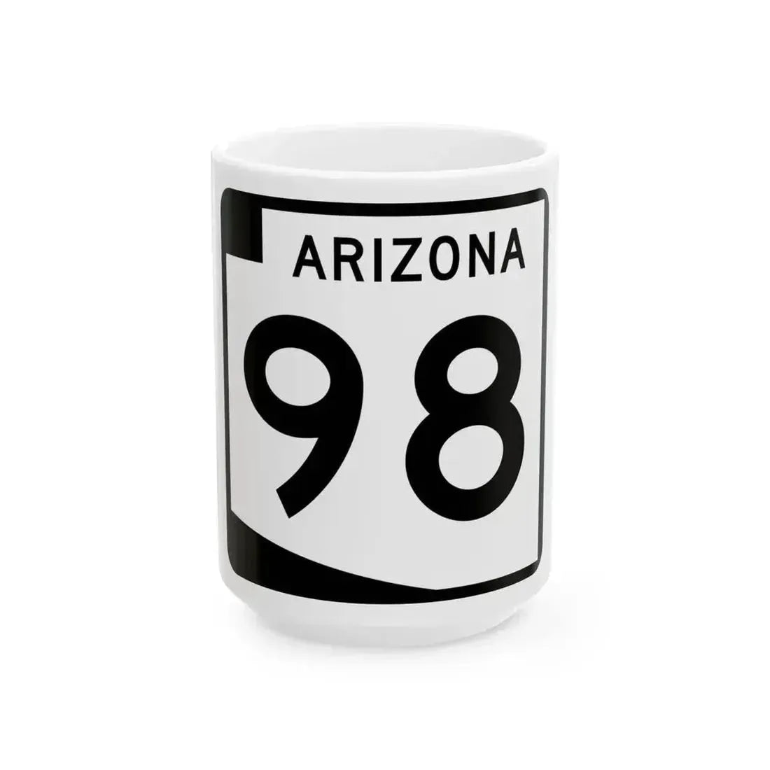 Arizona 98 (Arizona) (Road Sign) White Coffee Mug 15oz - Go Mug Yourself