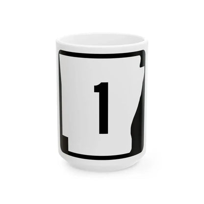 Arkansas 1 (Arkansas) (Road Sign) White Coffee Mug 15oz - Go Mug Yourself
