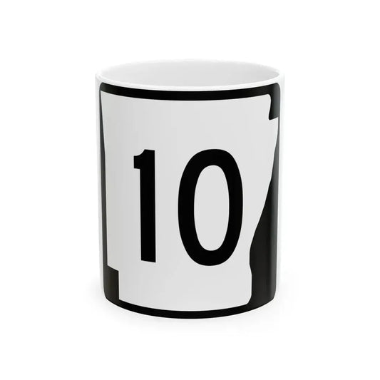 Arkansas 10 (Arkansas) (Road Sign) White Coffee Mug 11oz - Go Mug Yourself