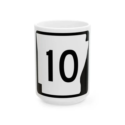 Arkansas 10 (Arkansas) (Road Sign) White Coffee Mug 15oz - Go Mug Yourself